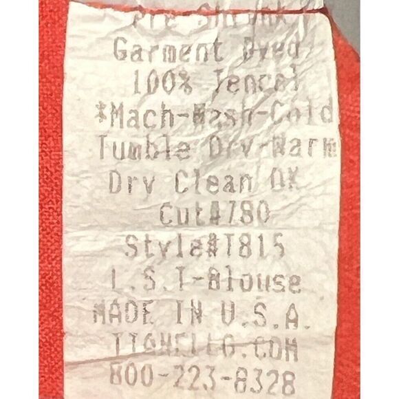 Tianello Size Small Bright Coral Orange Tunic Top Long Sleeve 100% Tencel - Picture 7 of 7